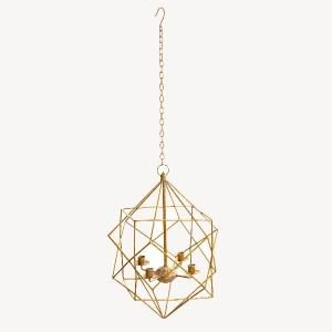 Portavelas colgar metal dorado