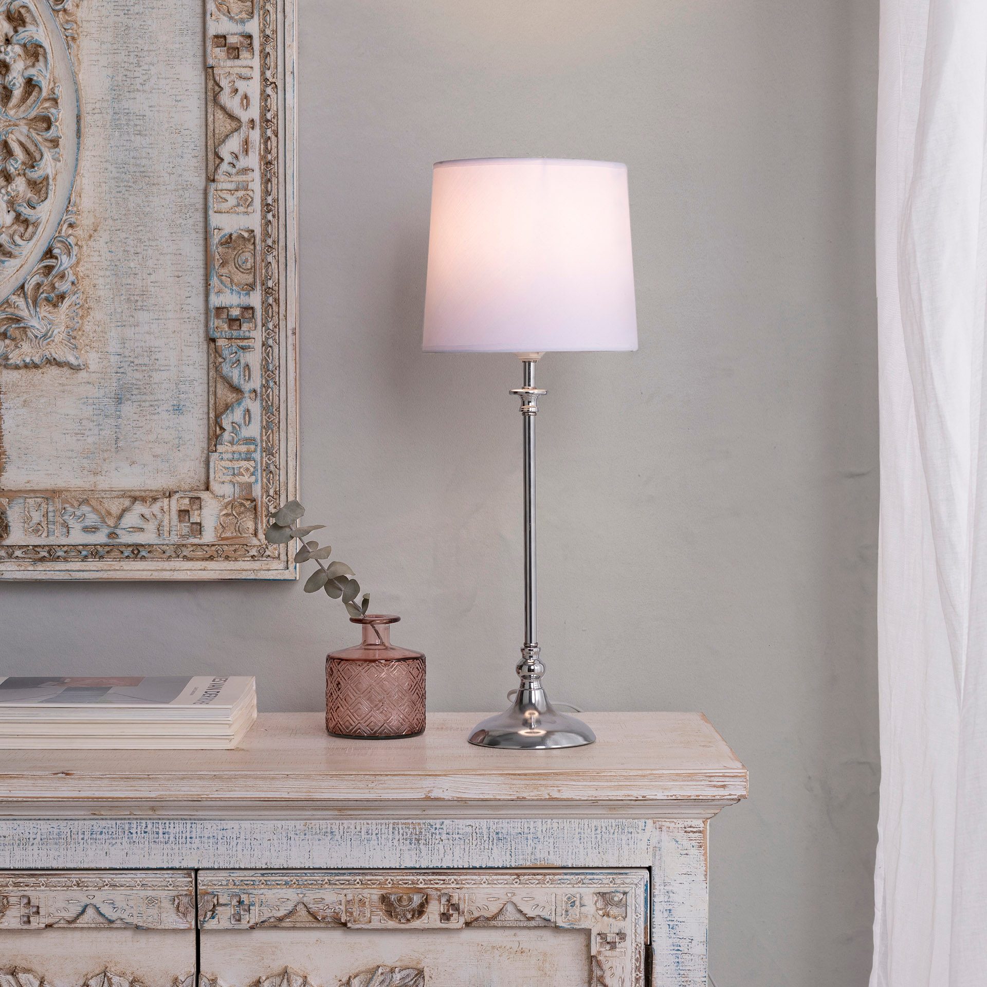 Lampara cromada. 55*21*21 cm