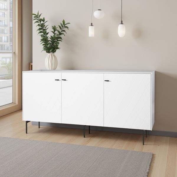 APARADOR DIAMOND 3 PUERTAS, VISAGRAS DE FRENO 182*90.5*40 CM. LACADO BLANCO