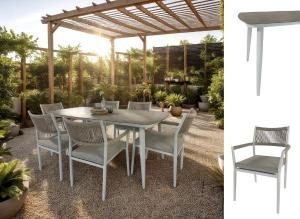 Mesa exterior blanco y tapa ceramica 180*90*75 cm