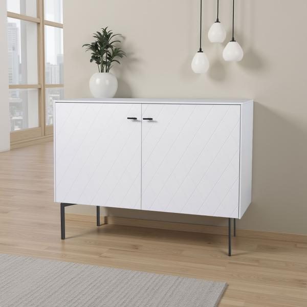 CONSOLA DIAMOND 2 PUERTAS, VISAGRA FRENO 121*80.5*40 CM. LACADO BLANCO