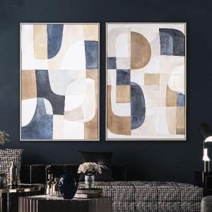 Set de 2 cuadros al óleo. Marco de madera. 60*90 cm/ud.