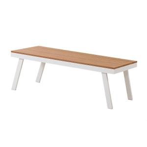 Set de exterior Corinto extructura blanco con madera y tejido beige