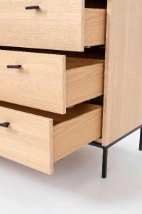 Comoda habit 4 C melamina roble y base metalica 100 cm