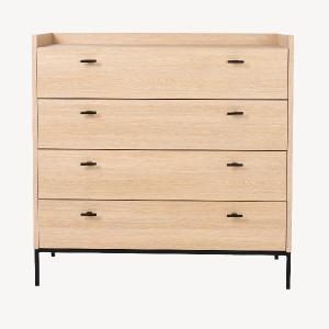 Comoda habit 4 C melamina roble y base metalica 100 cm