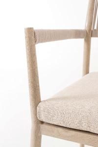 Silla Macarella aluminio imitación madera y asiento beige