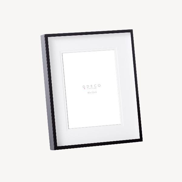 PORTAFOTOS VITRINA 15X20CM PASPARTÚ DOBLE ESCALÓN. NEGRO