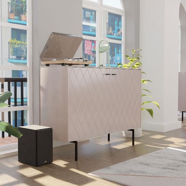 CONSOLA DIAMOND 2 PUERTAS, VISAGRA FRENO 121*80.5*40 CM. LACADO VISON