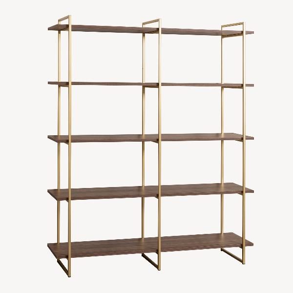 ESTANTERIA DALT 3 BASES METAL ORO CON 5 BALDAS NOGAL DE 150 CM. 150*40*181 CM