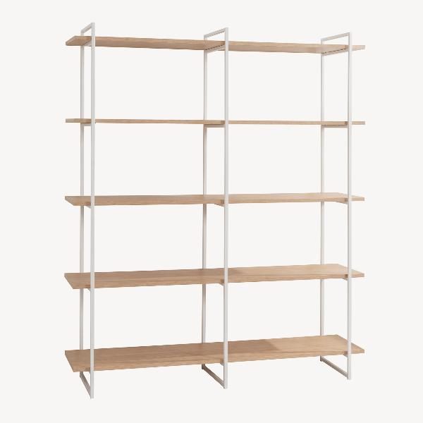 ESTANTERIA DALT 3 BASES METAL BLANCO CON 5 BALDAS ROBLE DE 150 CM. 150*40*181 CM