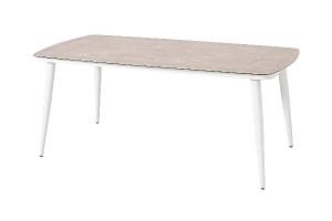 Set comedor terraza blanco y asiento beige