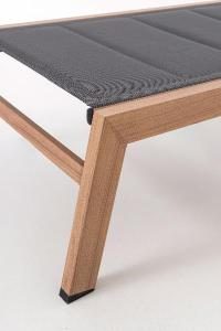 Lettino prendisole reclinabile Olivia, alluminio effetto legno e textilene antracite