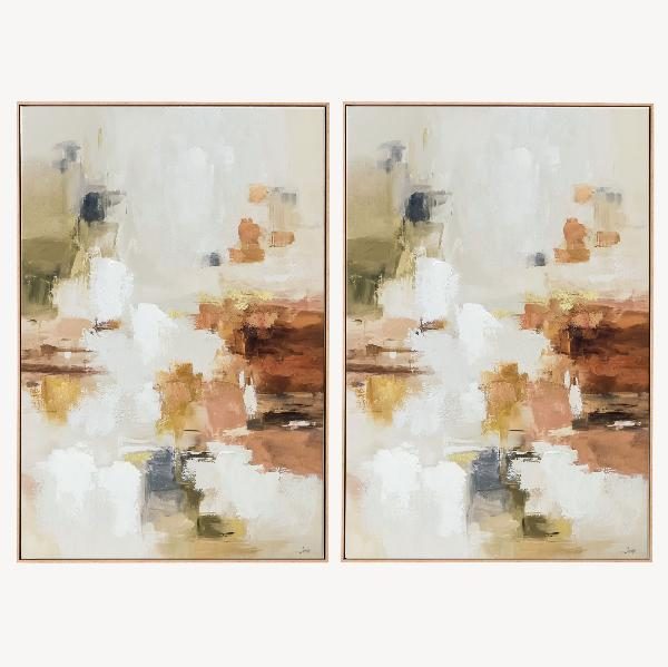 SET 2 CUADROS OLEO 60*90*3.5 CM. MARCO MADERA