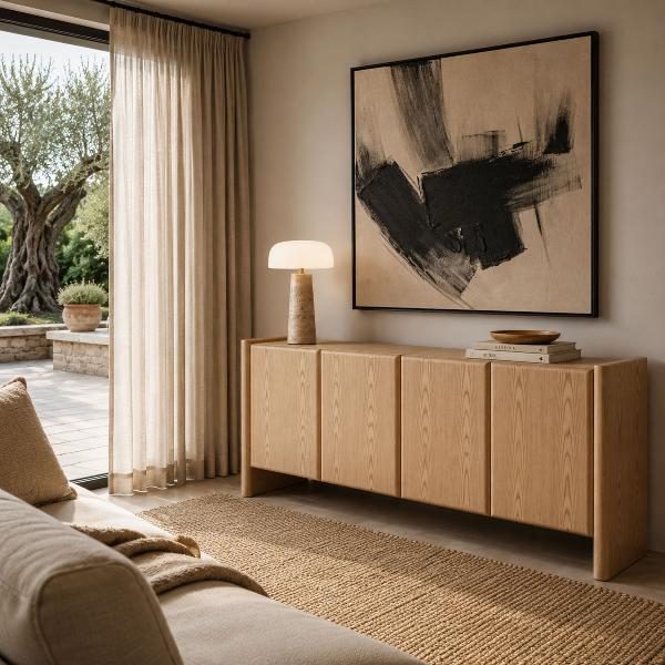 APARADOR GIO. 4 PUERTAS, CHAPA ROBLE 180*45*75.5 CM