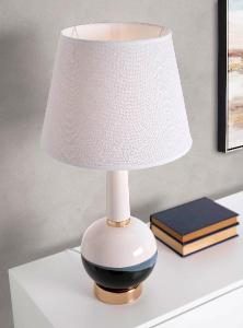 Lámpara de cerámica con pantalla lino blanca. 53*24*24 cm