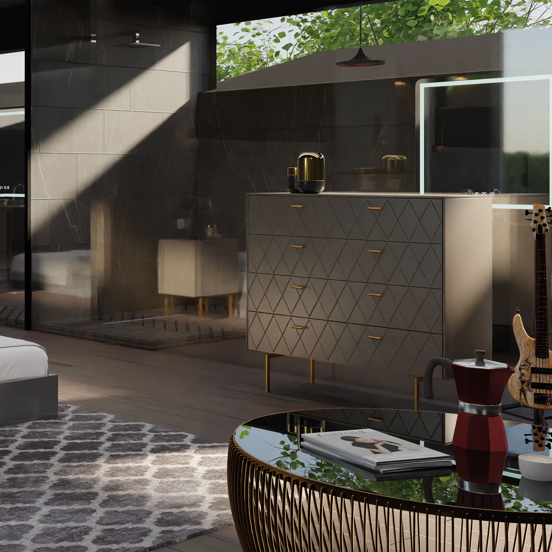 Comoda Diamond 4 C lacado perlado 102*90*42 cm