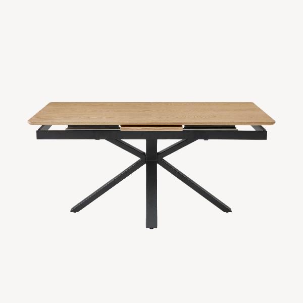 MESA EXTENSIBLE 160-200*90*75CM, TAPA CHAPA ROBLE, PATA METALICA NEGRA