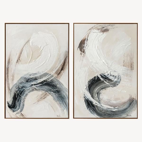 SET 2 CUADROS OLEO 60*90*3.5 CM. MARCO MADERA