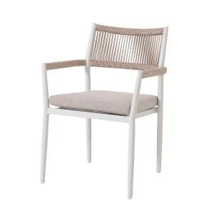 Set comedor terraza blanco y asiento beige