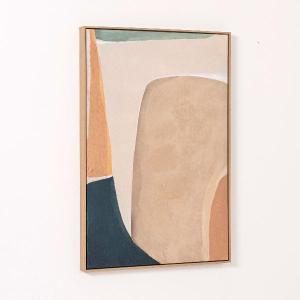 Set de 2 cuadros al óleo. Marco de madera color roble. 60*90 cm/ud.