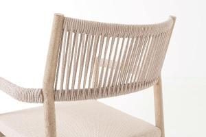 Silla Macarella aluminio imitación madera y asiento beige