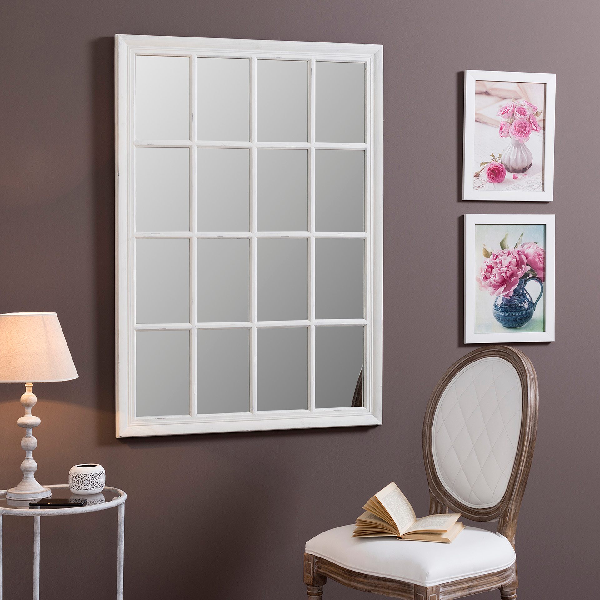 Espejo ventana blanco decapado 115*80