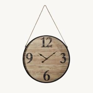 RELOJ PARED MADERA + METAL. 50*3*30 CM