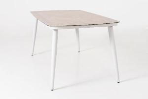 Set comedor terraza blanco y asiento beige