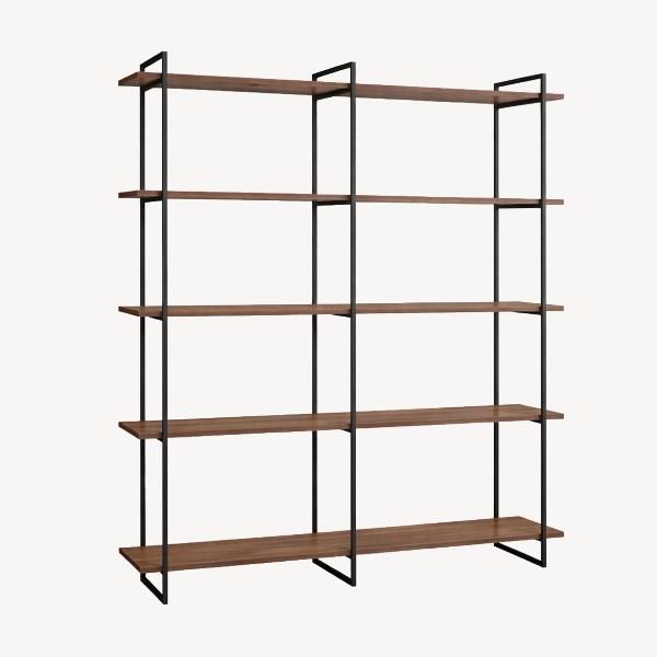 ESTANTERIA DALT 3 BASES METAL NEGRO CON 5 BALDAS NOGAL DE 150 CM. 150*40*181 CM