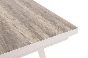 Mesa extensible exterior blanca y tapa ceramica 202/263*100*76 cm