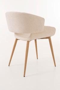 Greta chair, curved seat upholstered in beige