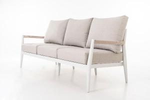 Set de terraza Formentor. Extructura aluminio blanco y asiento beige