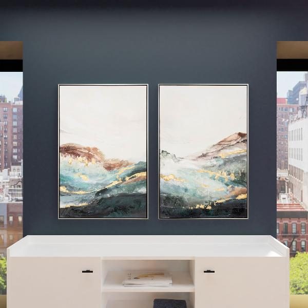 SET 2 CUADROS OLEO 60*90*3.5 CM