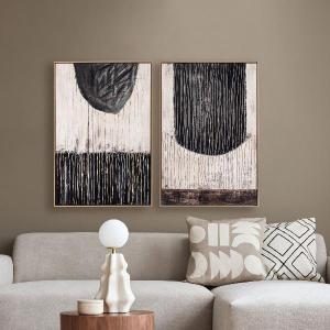 Set de 2 cuadros al óleo. Marco de madera. 60*90 cm/ud.