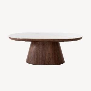 Couchtisch mit Eichenfurnierbasis und weißer Porzellanplatte