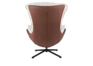 Sillón Hans giratorio 360º tapizado color terracota y beige. 102*102*87 cm