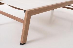 Olivia Sonnenliege, verstellbar, Aluminium in Holzoptik und weißes Textilene
