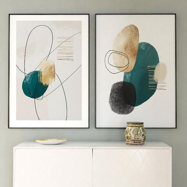 SET 2 LÁMINAS IMPRESAS 50X70CM. MARCO COLOR NEGRO