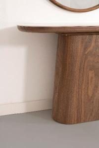 Consola 120 cm. Chapa nogal y pórcelanico blanco