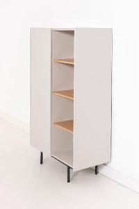 Vitrina Pol lacado gris y chapa roble (KIT)