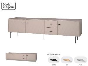 Mueble TV Diamond 3 P + 2 C lacado visón 222*50*40 cm