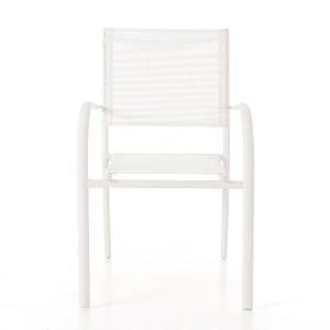 Silla Valentina apilable, aluminio Blanco y textilene blanco