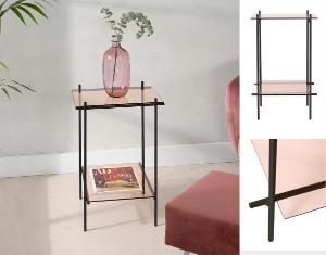 Schmiedeeiserner Tisch mit Glasplatte und Ablage 40*60*40