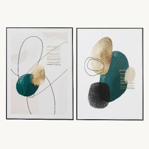 Set de 2 cuadros con marco de madera. 50*70 cm/ud.