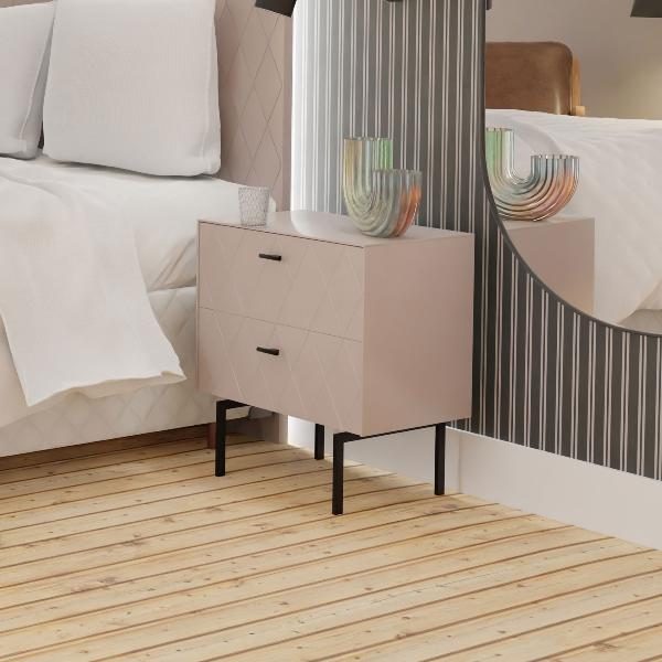 MESITA DIAMOND 2 CAJONES, GUIA FRENO (ANCHO 51 CM) 51*50.5*34 CM. LACADO VISON