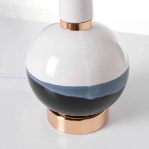 Lámpara de cerámica con pantalla lino blanca. 53*24*24 cm