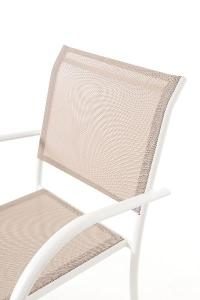 Chaise empilable Valentina, aluminium blanc et textilène beige