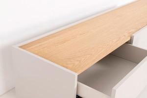 Mueble TV Pol lacado gris y chapa roble (KIT)