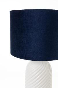 Lámpara de cerámica. Pantalla en terciopelo azul. 48*28*28 cm