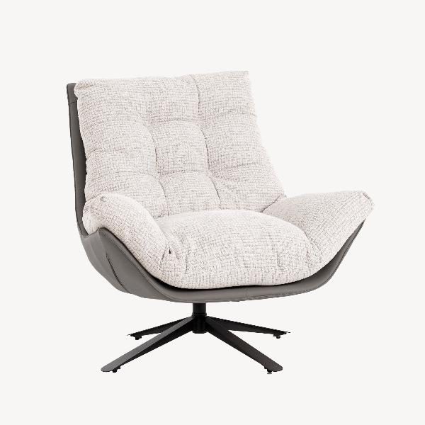 SILLON RAY GIRATORIO 360º. TAPIZADO GRIS Y EXTERIOR BEIGE (ANTIMANCHAS, IGNIFUGO, ANTIARAÑAZOS MASCOTAS) 92*86*80 CM